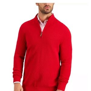 Men’s Quarter Zip Textured Cotton Sweater